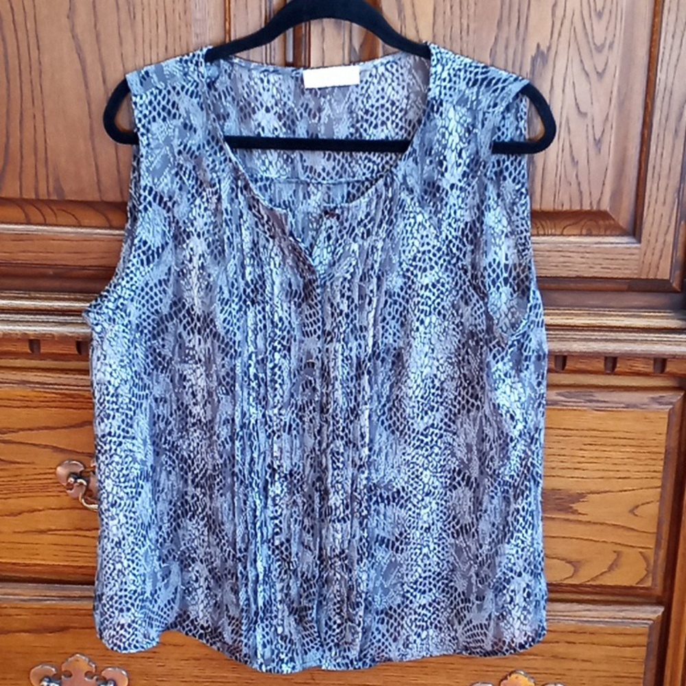 Calvin Klein snakeskin sheer sleeveless blouse
